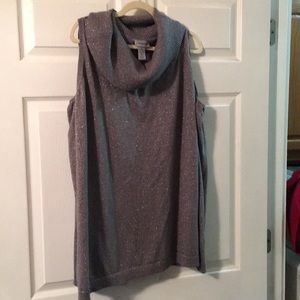 Slivery grey cowl neck sleeveless sweater